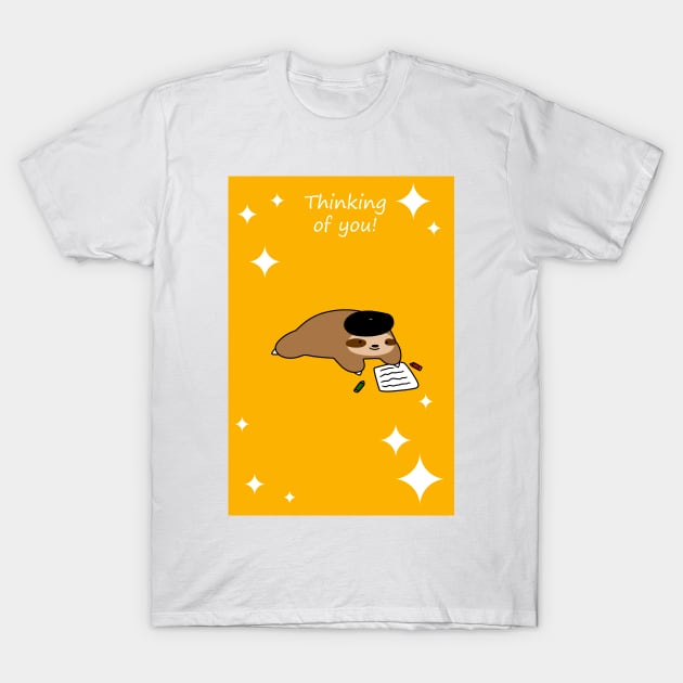 "Thinking of You" Beatnik Sloth T-Shirt by saradaboru